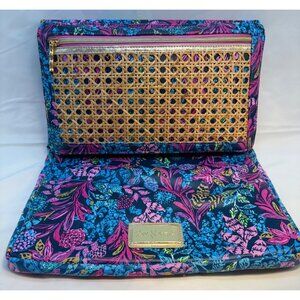 Lilly Pulitzer Laptop Sleeve Leatherette Aegean Navy Calypso Coast 14"